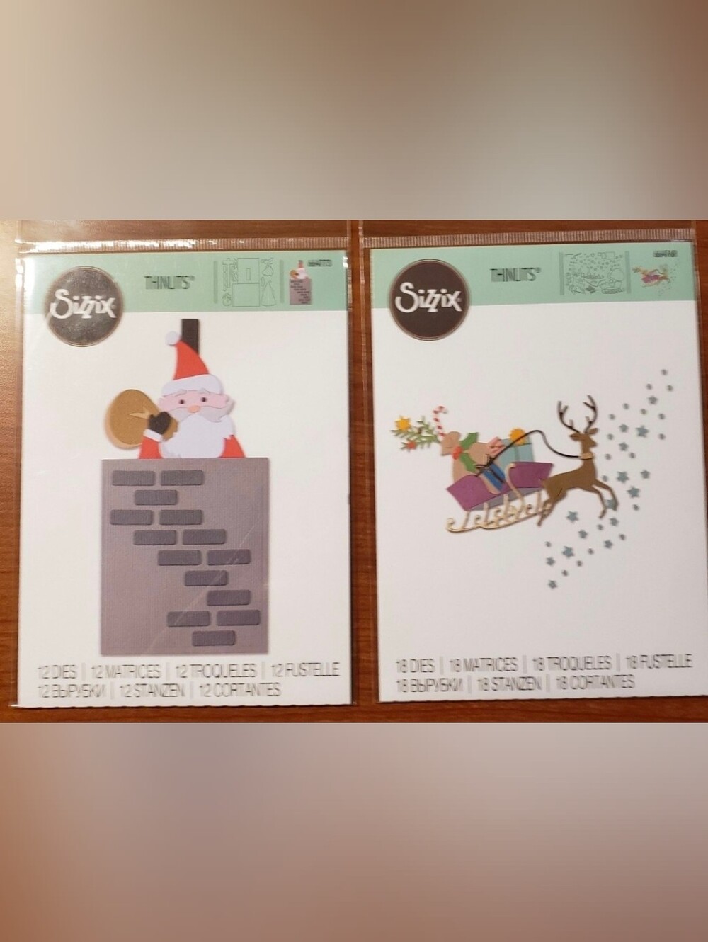 2 - Christmas Thinlits Sizzix Santa Slider 664773, Prancer 664768. 30 Dies.
